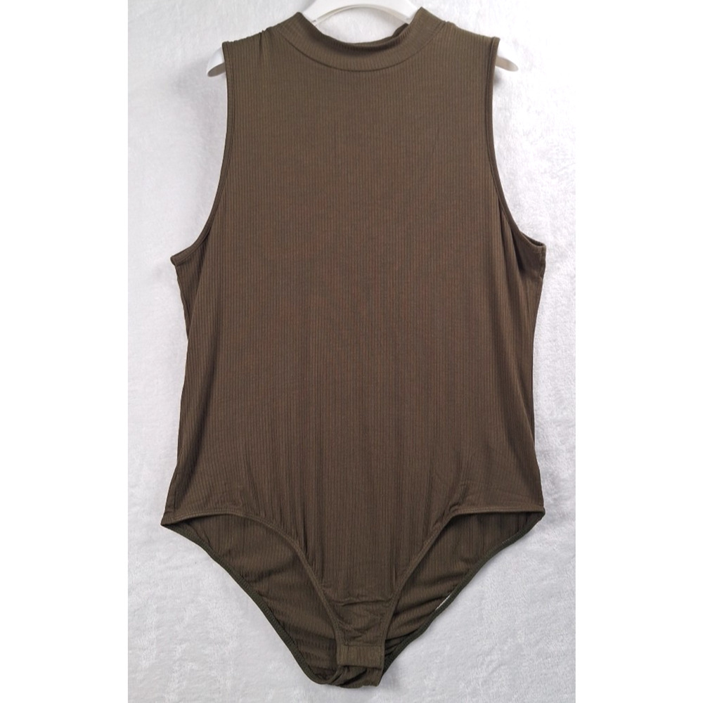 Ambiance Women's Green Ribbed Bodysuit Size 2XL